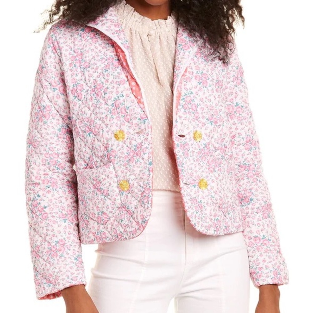 LoveShackFancy Quilted Jolyn Jacket in Candy Heart